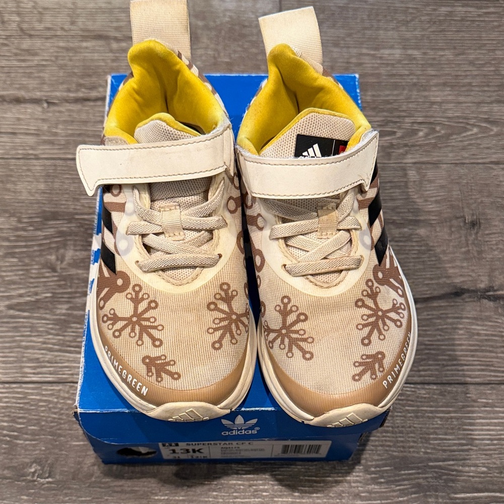 adidas x LEGO Kids Sneakers Cream Yellow Brown Velcro